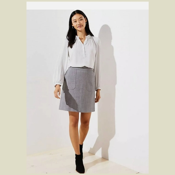 LOFT Slate Gray A-line Skirt - Sz 4 - Picture 2 of 10